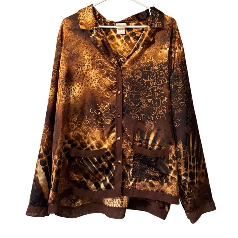 Secret Treasures Top Sleepwear Women Size 2X Long Sleeve Button Down Top Classic